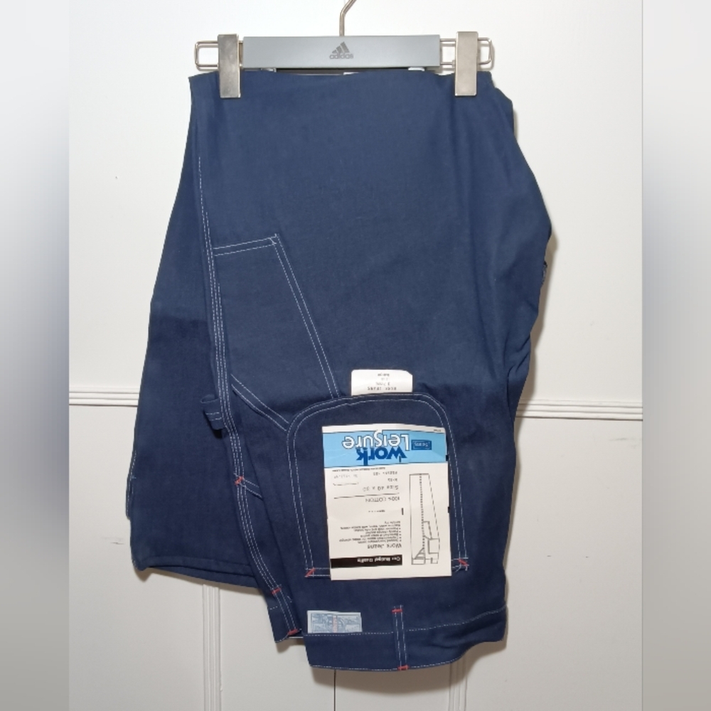 Vintage Rare 70s NOS Sears Blue Work Leisure Denim Carpenter Jeans 40x30